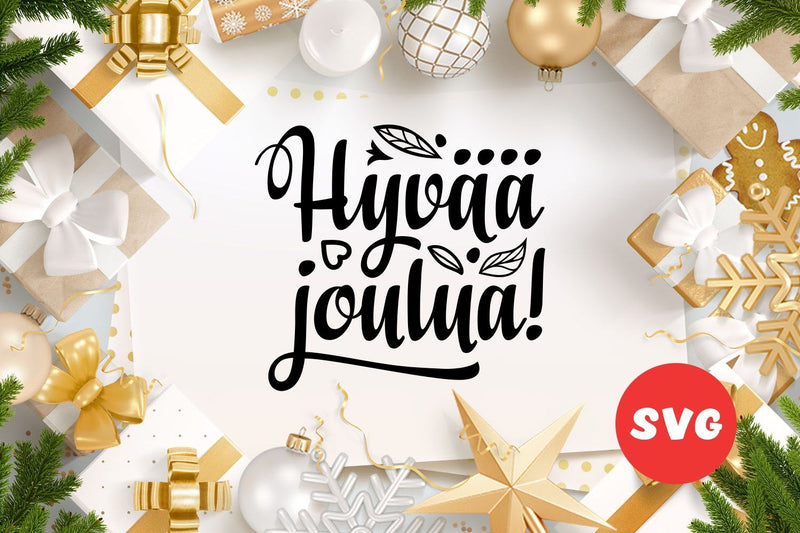 Finnish Christmas in different languages Hyvaa joulua Modern calligraphy SVG Zoya Miller 
