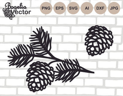 Fir Tree Branch Svg file, Pinecone svg, Pinecone Cut file, Christmas Svg, Christmas Tree Png, Winter Clip art, Evergreen, Holiday, Cricut SVG BogeliaVector 