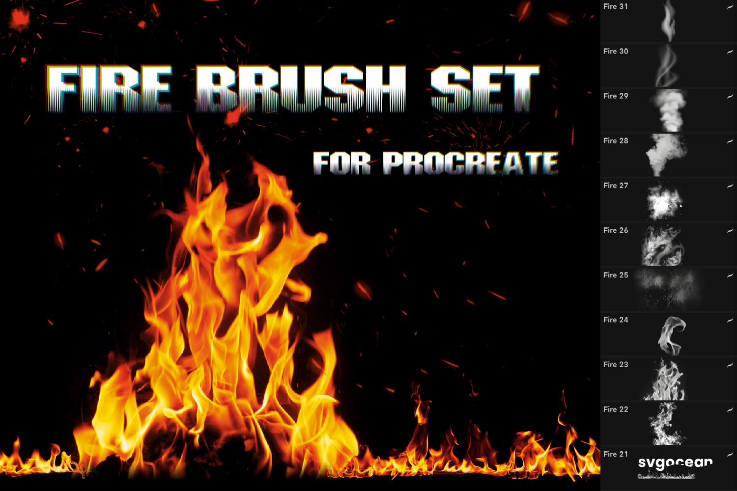 Fire Procreate Brushes - Design Cuts