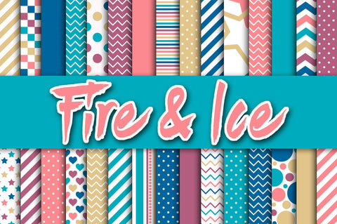 Fire and Ice Digital Papers Sublimation Old Market 