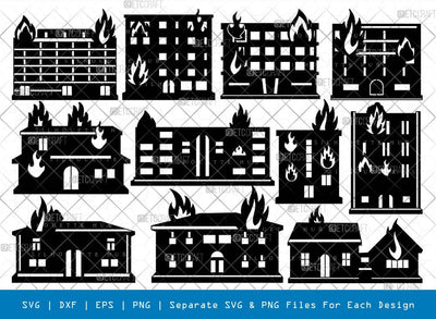 Fire Building Silhouette Svg Cricut Cut Files Png Bundle, SB01065 SVG ETC Craft 
