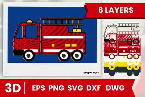 Fire Engine Layered Cut File SVG SvgOcean 
