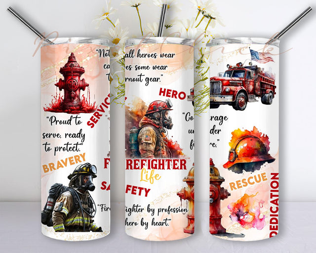 Fire fighter life 20oz Skinny Tumbler Sublimation Designs, Fire fighter PNG File Digital Download, Fire fighter tumbler png Sublimation PixelChick 