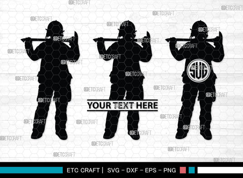 Fire Fighter Monogram, Fire Fighter Silhouette, Fire Fighter SVG, Fire Svg, Fighter Svg, SB00360 SVG ETC Craft 