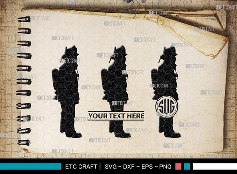 Fire Fighter Monogram, Fire Fighter Silhouette, Fire Fighter SVG, Fire Svg, Fighter Svg, SB00360 SVG ETC Craft 