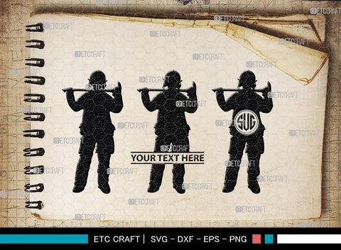 Fire Fighter Monogram, Fire Fighter Silhouette, Fire Fighter SVG, Fire Svg, Fighter Svg, SB00360 SVG ETC Craft 