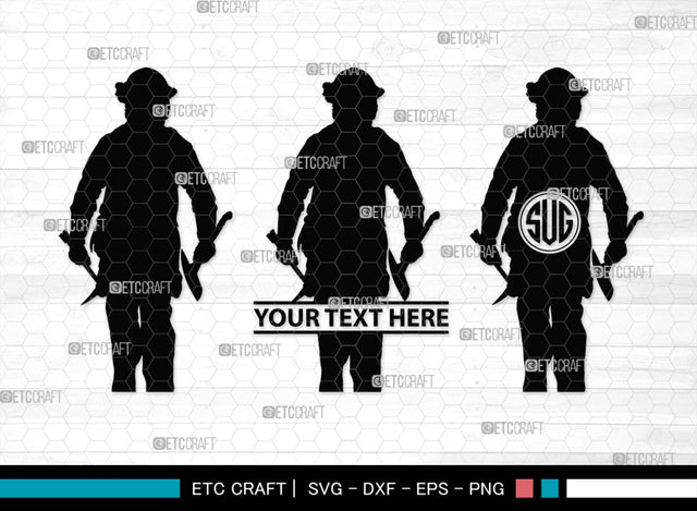 Fire Fighter Monogram, Fire Fighter Silhouette, Fire Fighter SVG, Fire Svg, Fighter Svg, SB00360 SVG ETC Craft 