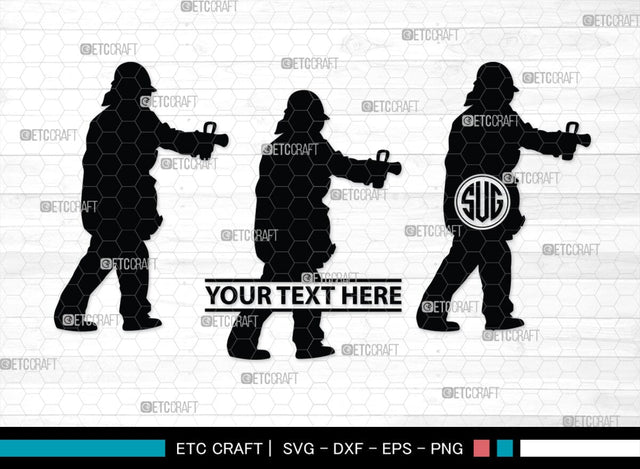 Fire Fighter Monogram, Fire Fighter Silhouette, Fire Fighter SVG, Fire Svg, Fighter Svg, SB00360 SVG ETC Craft 