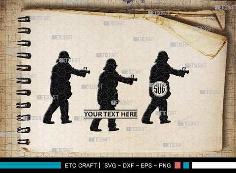 Fire Fighter Monogram, Fire Fighter Silhouette, Fire Fighter SVG, Fire Svg, Fighter Svg, SB00360 SVG ETC Craft 