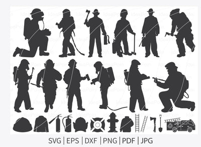 Fire Fighter svg, Fire Fighter Silhouette, Firefighter instrument svg, Fireman Svg, Firefighter Svg Bundle, Fireman png SVG Dinvect 