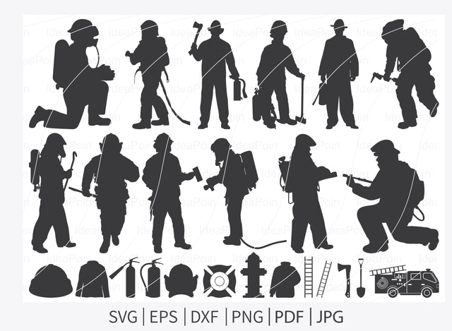 Fire Fighter svg, Fire Fighter Silhouette, Firefighter instrument svg, Fireman Svg, Firefighter Svg Bundle, Fireman png SVG Dinvect 
