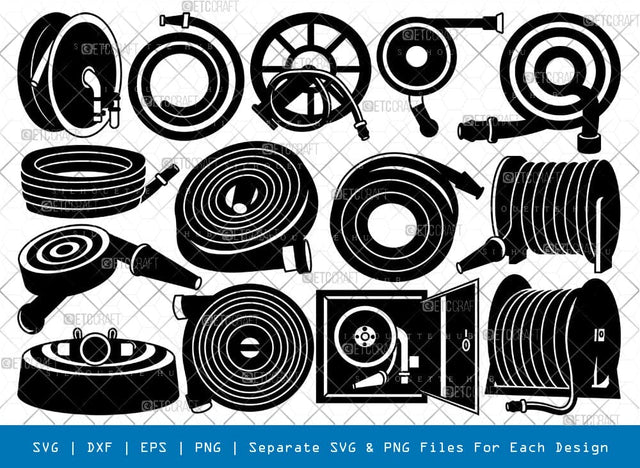 Fire Hose Silhouette, Fire Hose SVG, Fire Hydrant Svg, Firefighter Svg, Fire Hose Bundle, SB00919 SVG ETC Craft 