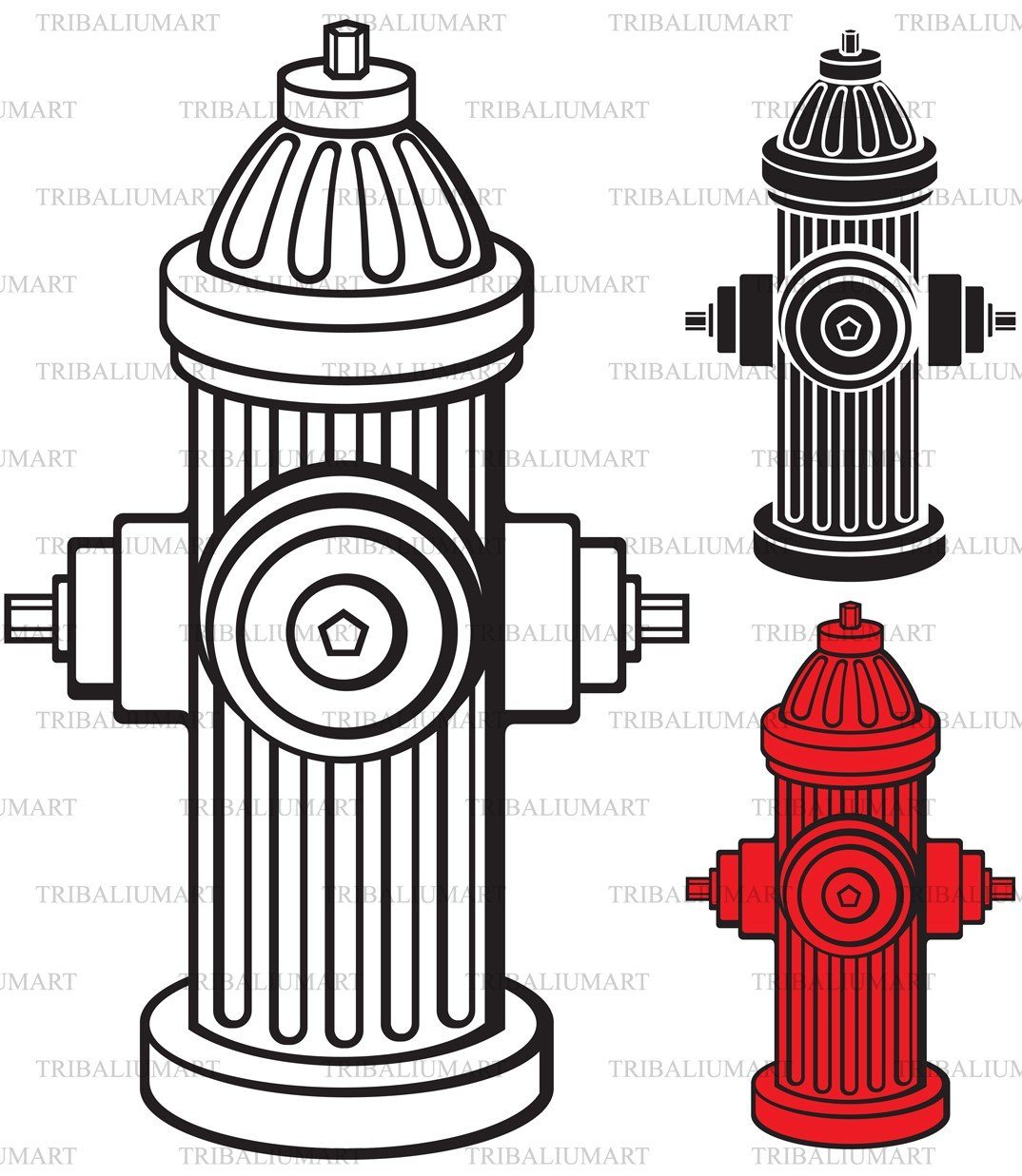 Fire hydrant. Cut files for Cricut. Clip Art silhouettes (eps, svg, pdf