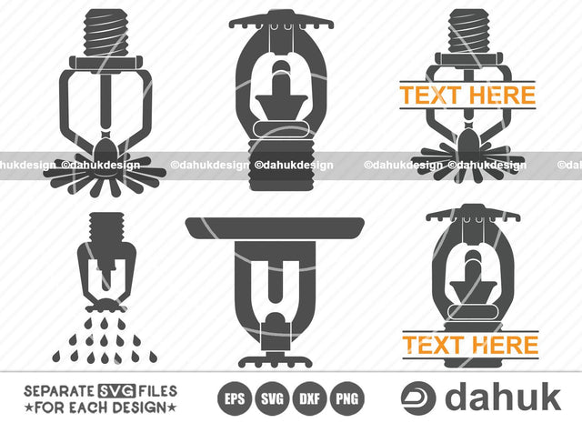 Fire Sprinkler SVG, Sprinkler svg file, Fire Sprinkler Logo, Fire Sprinkler Split Monogram, Cut file for silhouette, svg, eps, dxf, png, clipart cricut design space, vinyl cut files SVG dahukdesign 