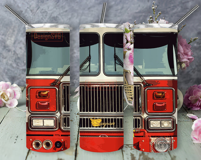 Fire Truck 20oz Full Tumbler Wrap, Fire Truck Tumbler PNG, Fireman Tumbler Desig, Truck Png, Firefighter Sublimation Design, InstantDownload Sublimation DesignSVG 