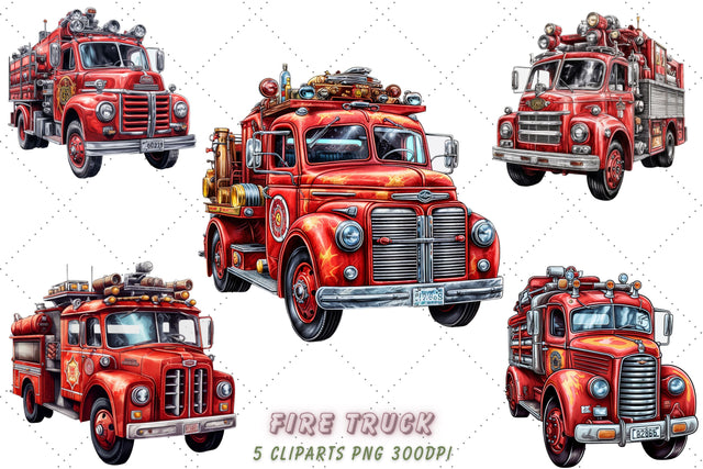 Fire Truck Sublimation Clipart Bundle, Sublimation, Fire Truck Sublimation FloridPrintables 