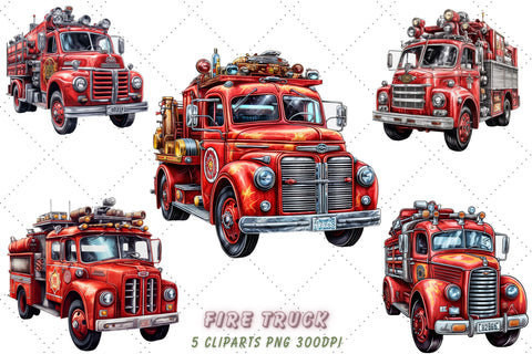 Fire Truck Sublimation Clipart Bundle, Sublimation, Fire Truck Sublimation FloridPrintables 