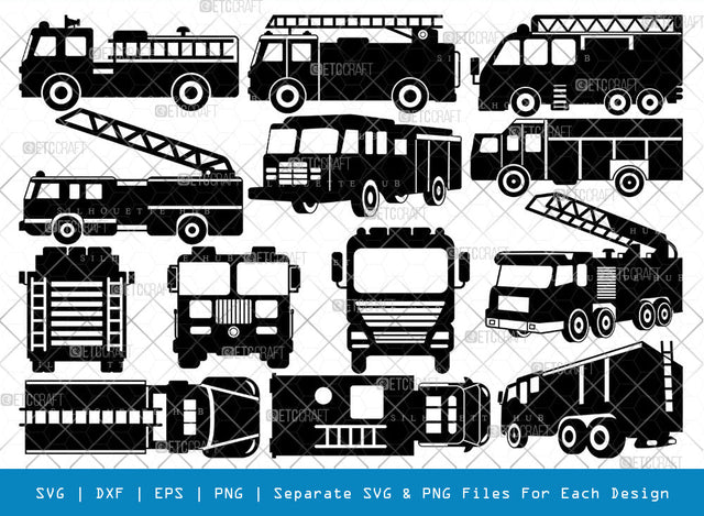 Fire Truck SVG, Fire Truck Silhouette, Truck Svg, Fire Engine Svg, Rescue Truck Svg, Emergency Vehicle Svg, Fire Department Svg, Fire Truck Bundle SVG ETC Craft 
