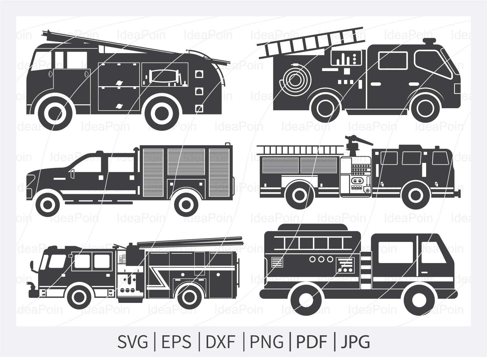 fire truck clip art black and white