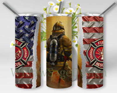 Firefighter 20oz Tumbler Wrap, Fireman Tumbler Png, American Flag Skinny Tumbler, Firefighter Sublimation Design, Patriotic Firefighter Tumbler Png, Digital Download Sublimation WillowSageDesign 