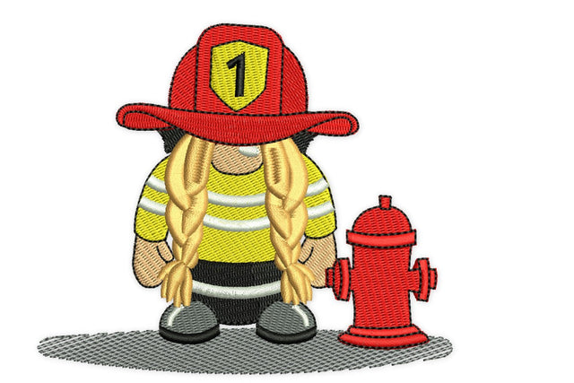 Firefighter Girl Gnome Embroidery Design, Fireman Embroidery/Applique DESIGNS NextEmbroidery 