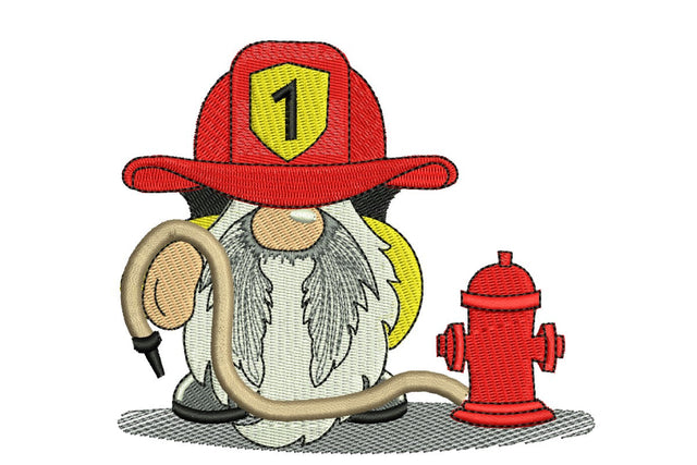 Firefighter Gnome Embroidery Design, Fireman Machine Embroidery Design Embroidery/Applique DESIGNS NextEmbroidery 