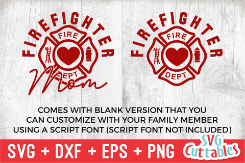 Firefighter Mom svg - Fire fighter - svg - dxf - eps - png - Occupation - Silhouette - Cricut File - Digital Cut File SVG Svg Cuttables 