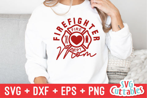 Firefighter Mom svg - Fire fighter - svg - dxf - eps - png - Occupation - Silhouette - Cricut File - Digital Cut File SVG Svg Cuttables 