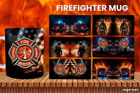 Firefighter Mug Wrap Bundle | Sublimation SVG SvgOcean 