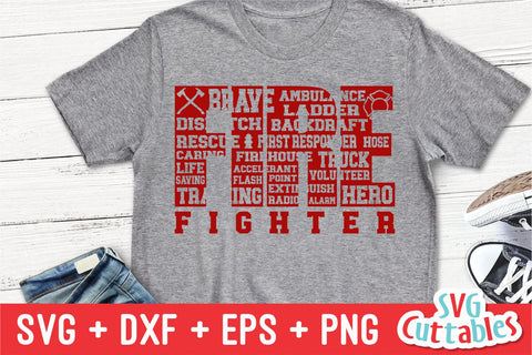 Firefighter svg - Firefighter Word Art svg - dxf - eps - png - Subway Art - Silhouette - Cricut File - Digital Cut File SVG Svg Cuttables 