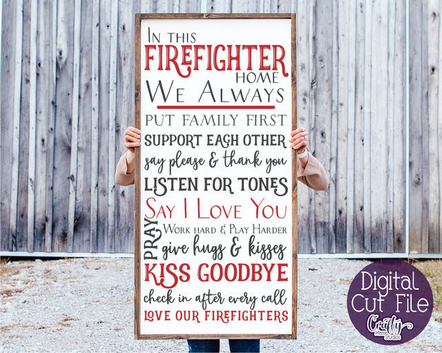 Firefighter Svg - House Rules SVG - Firefighter Decor - Home Svg SVG Crafty Mama Studios 