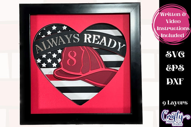 Firefighter Svg Shadow Box, 3D Layered Fire Department Svg SVG Crafty Mama Studios 
