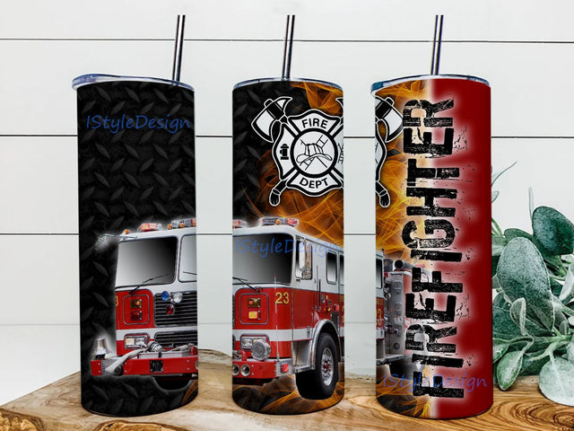 Firefighter Tumbler 20 oz Skinny Wrap Sublimation Straight/Tapered, Firefighter Tumbler PNG Sublimation BouDesign 