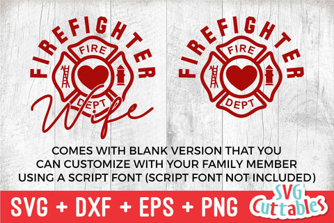 Firefighter Wife svg - Fire fighter - svg - dxf - eps - png - Occupation - Silhouette - Cricut File - Digital Cut File SVG Svg Cuttables 