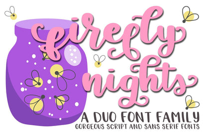 Firefly Nights - A Duo Font Family - Pretty Script Font Dez Custom Creations 