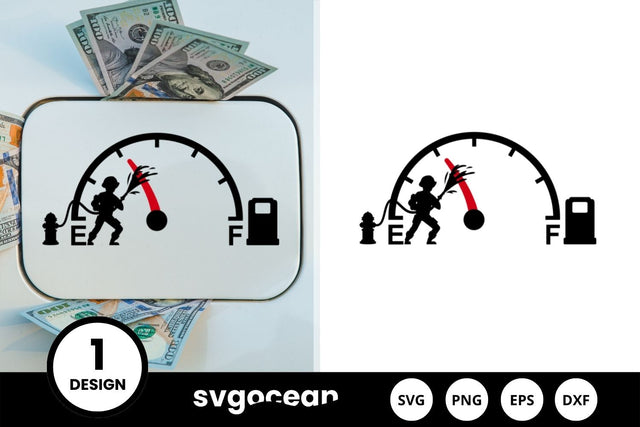 Fireman Stopping Fuel Gauge Indicator SVG Design SVG SvgOcean 