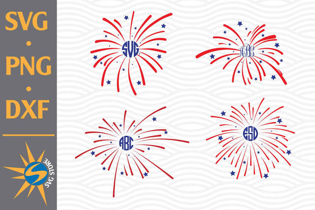 Firework Monogram SVG, PNG, DXF Digital Files Include SVG SVGStoreShop 