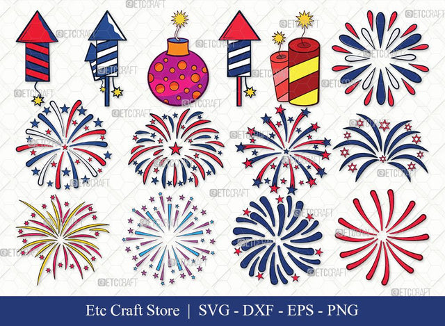 Fireworks Clipart SVG Cut File | Fireworks Rocket Svg | Fireworks Svg | 4th Of July Svg | Bundle SVG ETC Craft 