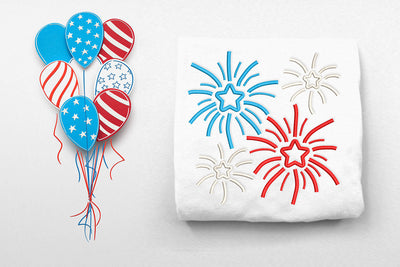 Fireworks Cluster with Stars Embroidery Embroidery/Applique DESIGNS Designed by Geeks 
