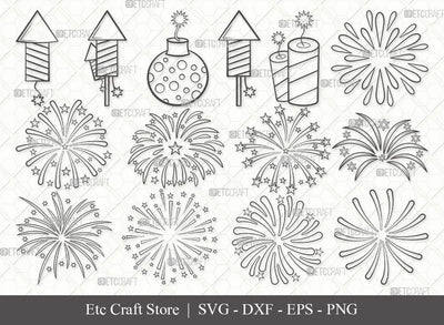 Fireworks Outline SVG Cut File | Fireworks Rocket Svg | Fireworks Svg | 4th Of July Svg | Bundle SVG ETC Craft 