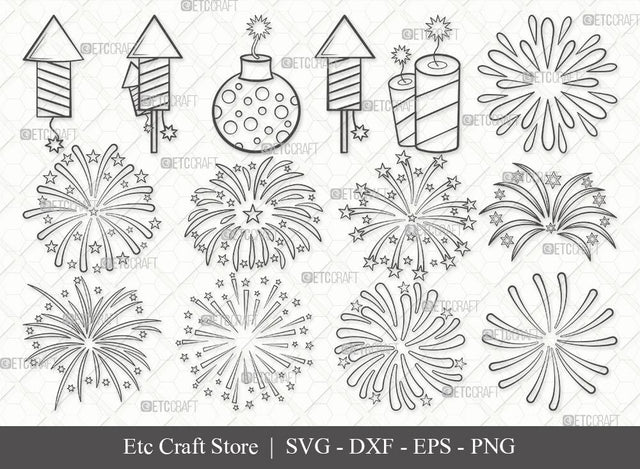 Fireworks Outline SVG Cut File | Fireworks Rocket Svg | Fireworks Svg | 4th Of July Svg | Bundle SVG ETC Craft 