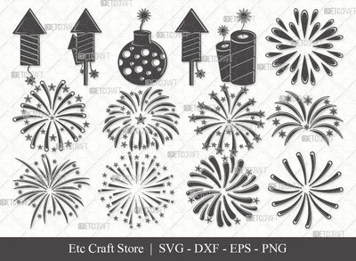 Fireworks Silhouette SVG Cut File | Fireworks Rocket Svg | Fireworks Svg | 4th Of July Svg | Bundle SVG ETC Craft 
