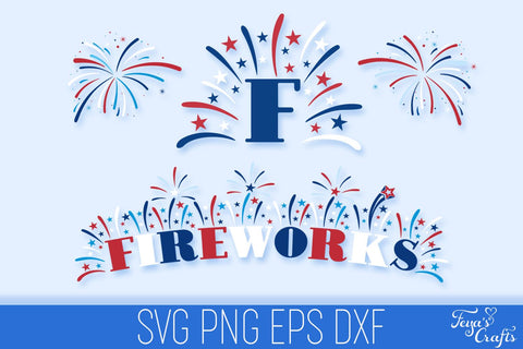Fireworks SVG Alphabet | 4th of July Monogram SVG SVG Feya's Fonts and Crafts 