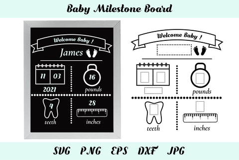 First Birthday Board SVG. Baby Milestone Chalkboard SVG SVG Olga Terlyanskaya 