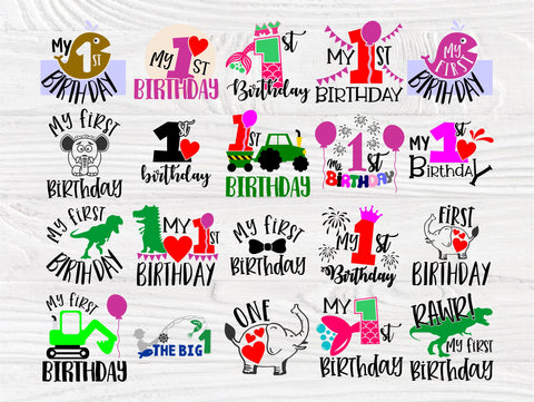 First Birthday SVG Bundle, Birthday Boy & Girl Svg SVG TonisArtStudio 