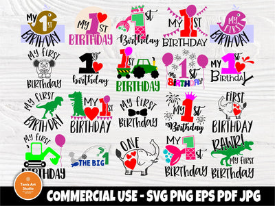 First Birthday SVG Bundle, Birthday Boy & Girl Svg SVG TonisArtStudio 