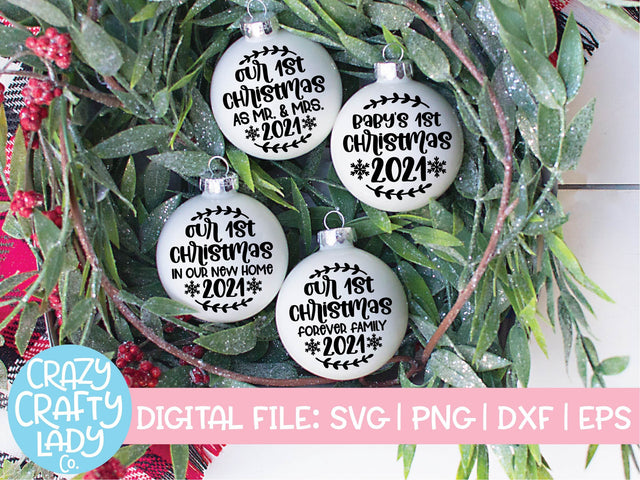 First Christmas | Holiday Ornament Quote SVG Cut File Bundle SVG Crazy Crafty Lady Co. 