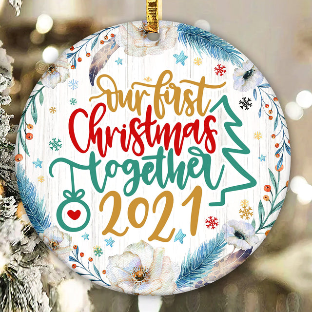 First Christmas New Home Ornament Template Round Sublimation Template PNG Instant Download Buffalo Plaid Red Sublimation CaldwellArt 