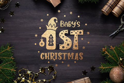 First christmas svg, babys first christmas ornament svg cut. SVG Digital Rainbow Shop 