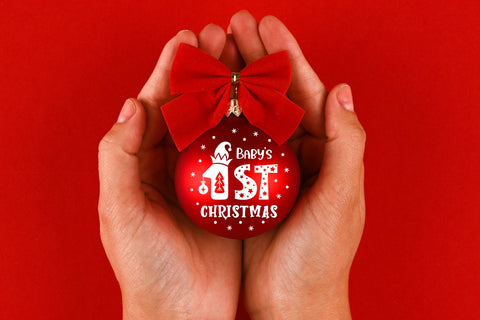First christmas svg, babys first christmas ornament svg cut. SVG Digital Rainbow Shop 